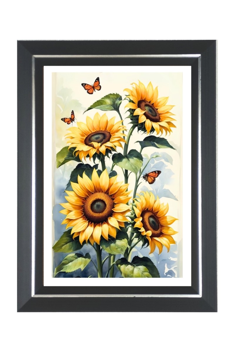 Sunflower Photo Frame | 10x14 Inch Black Designer Wall & Table Frame | Perfect for Gifting & Home Decor