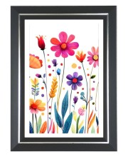 Bright colorful Flowers Photo Frame | 10x14 Inch Black Designer Wall & Table Frame | Perfect for Gifting & Home Decor