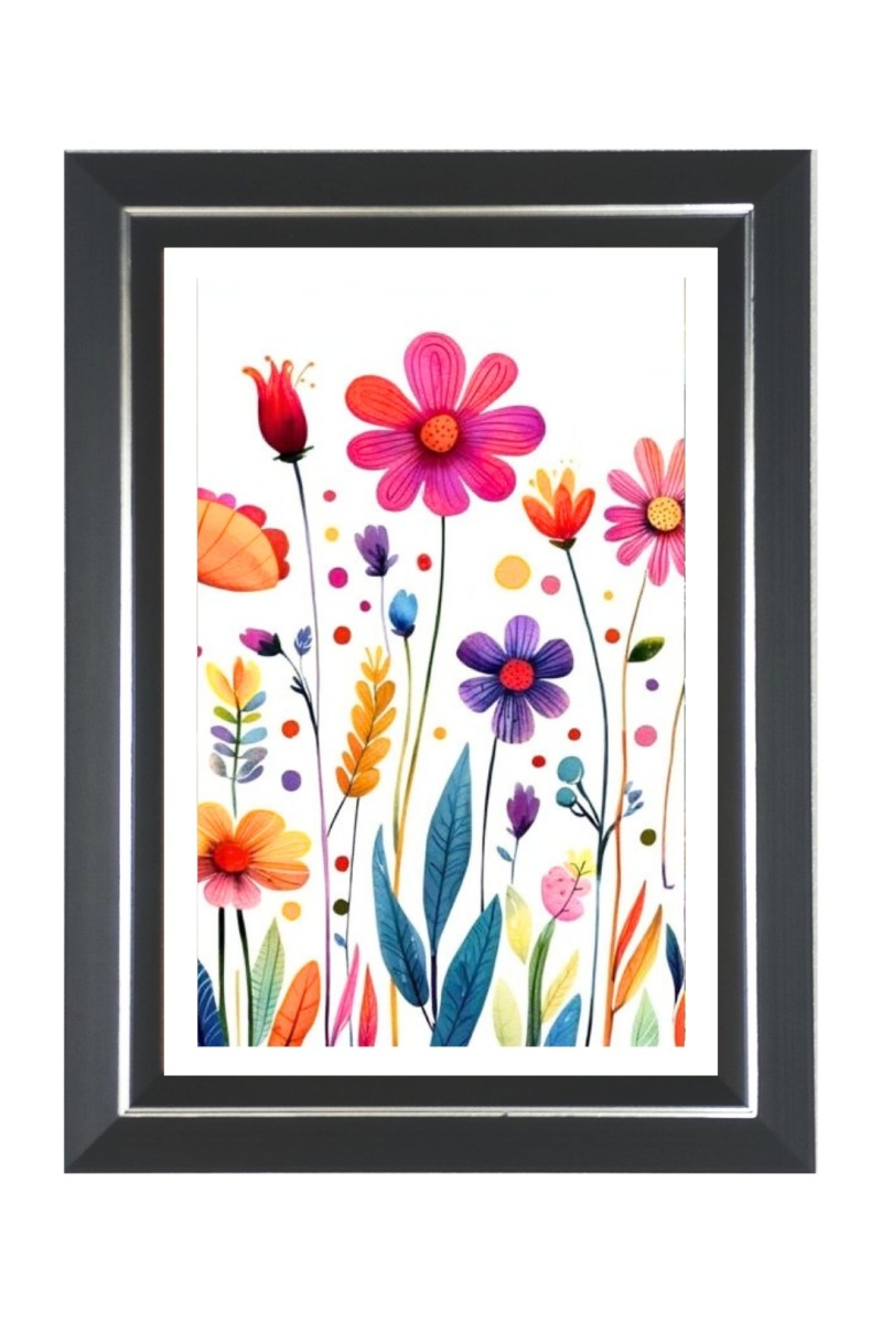 Bright colorful Flowers Photo Frame | 10x14 Inch Black Designer Wall & Table Frame | Perfect for Gifting & Home Decor