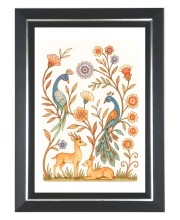  Peacocks, deer, and flowers Photo Frame | 10x14 Inch Black Designer Wall & Table Frame | Perfect for Gifting & Home Decor