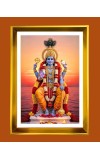 Lord Vishnu Golden Photo Frame - 10x14 Inches | Elegant Wooden Frame for Home, Office & Temple Decoration | Spiritual Wall & Table Decor and Gift Item