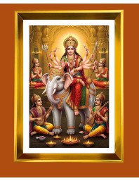 Maa Durga Golden Photo Frame - 10x14 Inches | Elegant Wooden Frame for Home, Office & Temple Decoration | Spiritual Wall & Table Decor and Gift Item