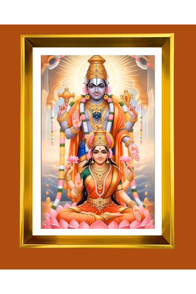 Lord Venkateswara Golden Photo Frame - 10x14 Inches | Elegant Wooden Frame for Home, Office & Temple Decoration | Spiritual Wall & Table Decor and Gift Item