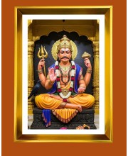 Shani Dev Baba Golden Photo Frame - 10x14 Inches | Elegant Wooden Frame for Home, Office & Temple Decoration | Spiritual Wall & Table Decor and Gift Item