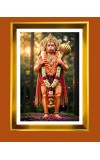 Lord Hanuman Golden Photo Frame - 10x14 Inches | Elegant Wooden Frame for Home, Office & Temple Decoration | Spiritual Wall & Table Decor and Gift Item
