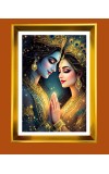 Divine Radha Krishna Golden Photo Frame - 10x14 Inches | Elegant Wooden Frame for Home, Office & Temple Decoration | Spiritual Wall & Table Decor and Gift Item