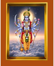 Lord Vishnu Golden Photo Frame - 10x14 Inches | Elegant Wooden Frame for Home, Office & Temple Decoration | Spiritual Wall & Table Decor and Gift Item