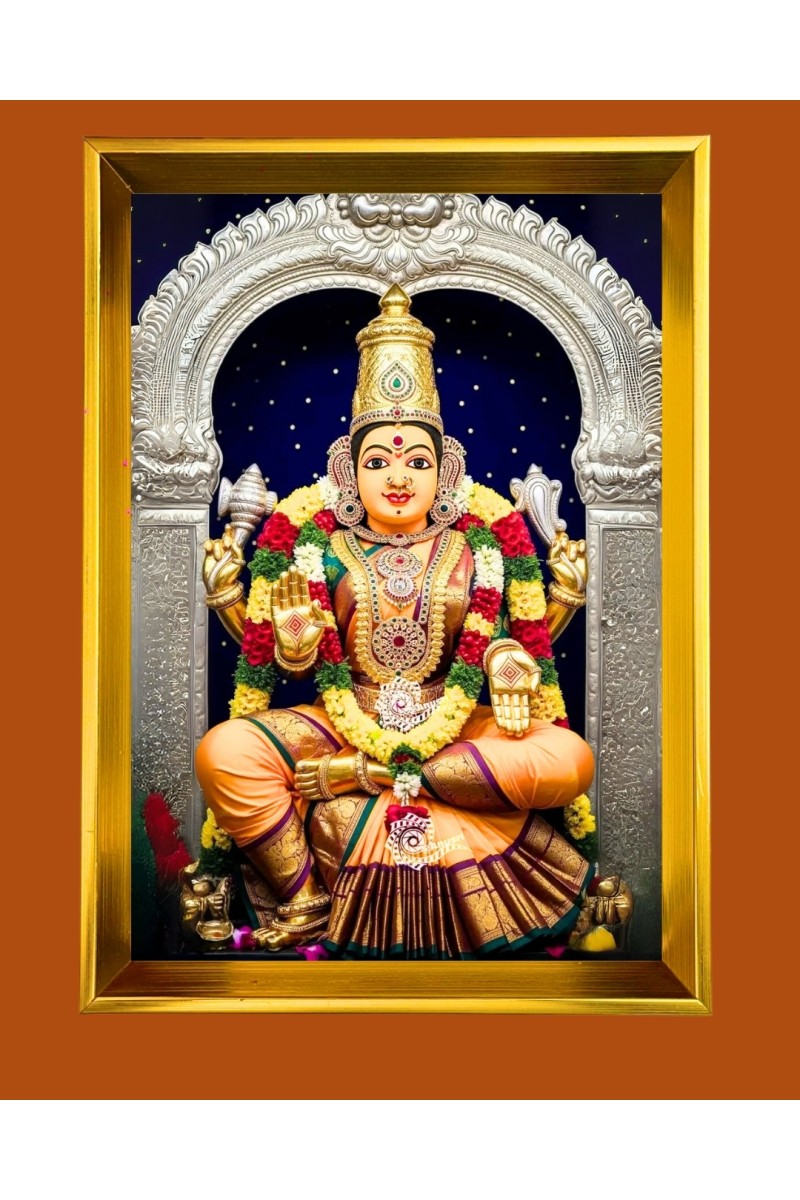 Nimishambika Devi Golden Photo Frame - 10x14 Inches | Elegant Wooden Frame for Home, Office & Temple Decoration | Spiritual Wall & Table Decor and Gift Item