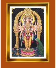 Lord Murugan Golden Photo Frame - 10x14 Inches | Elegant Wooden Frame for Home, Office & Temple Decoration | Spiritual Wall & Table Decor and Gift Item