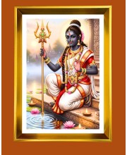 Lord Shiva Golden Photo Frame - 10x14 Inches | Elegant Wooden Frame for Home, Office & Temple Decoration | Spiritual Wall & Table Decor and Gift Item