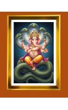 Lord Ganesh Golden Photo Frame - 10x14 Inches | Elegant Wooden Frame for Home, Office & Temple Decoration | Spiritual Wall & Table Decor and Gift Item