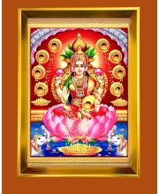 Mata Lakhsmi Golden Photo Frame - 10x14 Inches | Elegant Wooden Frame for Home, Office & Temple Decoration | Spiritual Wall & Table Decor and Gift Item
