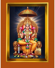 Maa Lakhsmi Golden Photo Frame - 10x14 Inches | Elegant Wooden Frame for Home, Office & Temple Decoration | Spiritual Wall & Table Decor and Gift Item