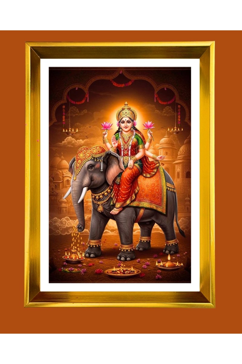 MaaLakhsmi Golden Photo Frame - 10x14 Inches | Elegant Wooden Frame for Home, Office & Temple Decoration | Spiritual Wall & Table Decor and Gift Item