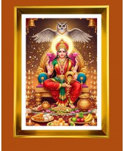 Maa Lakhsmi Golden Photo Frame - 10x14 Inches | Elegant Wooden Frame for Home, Office & Temple Decoration | Spiritual Wall & Table Decor and Gift Item