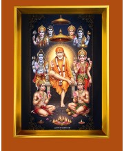 Shirdi Sai Baba  Golden Photo Frame - 10x14 Inches | Elegant Wooden Frame for Home, Office & Temple Decoration | Spiritual Wall & Table Decor and Gift Item