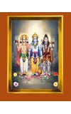 Lord Brahma,Lord Vishnu,Lord Shiva Golden Photo Frame - 10x14 Inches | Elegant Wooden Frame for Home, Office & Temple Decoration | Spiritual Wall & Table Decor and Gift Item