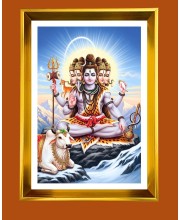 Lord Shiva Golden Photo Frame - 10x14 Inches | Elegant Wooden Frame for Home, Office & Temple Decoration | Spiritual Wall & Table Decor and Gift Item