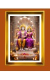 Lakhsmi Narayana Golden Photo Frame - 10x14 Inches | Elegant Wooden Frame for Home, Office & Temple Decoration | Spiritual Wall & Table Decor and Gift Item