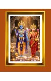 Lakhsmi Narayana Golden Photo Frame - 10x14 Inches | Elegant Wooden Frame for Home, Office & Temple Decoration | Spiritual Wall & Table Decor and Gift Item