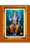 Lord Vishnu Golden Photo Frame - 10x14 Inches | Elegant Wooden Frame for Home, Office & Temple Decoration | Spiritual Wall & Table Decor and Gift Item