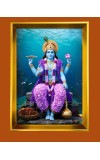 Lord Vishnu Golden Photo Frame - 10x14 Inches | Elegant Wooden Frame for Home, Office & Temple Decoration | Spiritual Wall & Table Decor and Gift Item