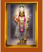 Lord Krishna Golden Photo Frame - 10x14 Inches | Elegant Wooden Frame for Home, Office & Temple Decoration | Spiritual Wall & Table Decor and Gift Item