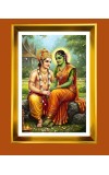 Lord Ram and sita Golden Photo Frame - 10x14 Inches | Elegant Wooden Frame for Home, Office & Temple Decoration | Spiritual Wall & Table Decor and Gift Item