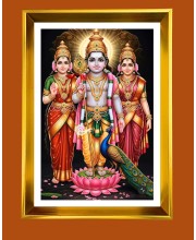  Lord Murugan Golden Photo Frame - 10x14 Inches | Elegant Wooden Frame for Home, Office & Temple Decoration | Spiritual Wall & Table Decor and Gift Item