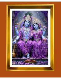 Divine Krishna and Radha Golden Photo Frame - 10x14 Inches | Elegant Wooden Frame for Home, Office & Temple Decoration | Spiritual Wall & Table Decor and Gift Item