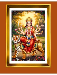 Jai Mata Devi Golden Photo Frame - 10x14 Inches | Elegant Wooden Frame for Home, Office & Temple Decoration | Spiritual Wall & Table Decor and Gift Item