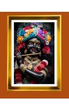 Divine Krishna Golden Photo Frame - 10x14 Inches | Elegant Wooden Frame for Home, Office & Temple Decoration | Spiritual Wall & Table Decor and Gift Item
