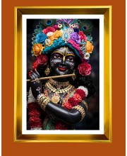 Divine Krishna Golden Photo Frame - 10x14 Inches | Elegant Wooden Frame for Home, Office & Temple Decoration | Spiritual Wall & Table Decor and Gift Item Divine Krishna Golden Photo Frame - 10x14 Inches | Elegant Wooden Frame for Home, Office & Temple Decoration | Spiritual Wall & Table Decor and Gift Item