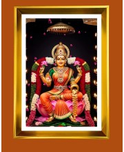 Maa Laxmi Golden Photo Frame - 10x14 Inches | Elegant Wooden Frame for Home, Office & Temple Decoration | Spiritual Wall & Table Decor and Gift Item