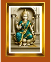 Maa Laxmi Golden Photo Frame - 10x14 Inches | Elegant Wooden Frame for Home, Office & Temple Decoration | Spiritual Wall & Table Decor and Gift Item