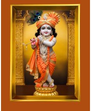 Divine Krishna Golden Photo Frame - 10x14 Inches | Elegant Wooden Frame for Home, Office & Temple Decoration | Spiritual Wall & Table Decor and Gift Item Divine Krishna Golden Photo Frame - 10x14 Inches | Elegant Wooden Frame for Home, Office & Temple Decoration | Spiritual Wall & Table Decor and Gift Item