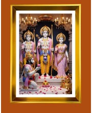 Lord Ram,Sita LordLakhsman,Lord Hanuman Golden Photo Frame - 10x14 Inches | Elegant Wooden Frame for Home, Office & Temple Decoration | Spiritual Wall & Table Decor and Gift Item
