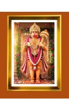 Lord Hanuman Golden Photo Frame - 10x14 Inches | Elegant Wooden Frame for Home, Office & Temple Decoration | Spiritual Wall & Table Decor and Gift Item