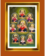 Nava Durga Devi Golden Photo Frame - 10x14 Inches | Elegant Wooden Frame for Home, Office & Temple Decoration | Spiritual Wall & Table Decor and Gift Item