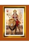 Maa Durga Golden Photo Frame - 10x14 Inches | Elegant Wooden Frame for Home, Office & Temple Decoration | Spiritual Wall & Table Decor and Gift Item