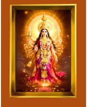 Devi Maa Durga Golden Photo Frame - 10x14 Inches | Elegant Wooden Frame for Home, Office & Temple Decoration | Spiritual Wall & Table Decor and Gift Item