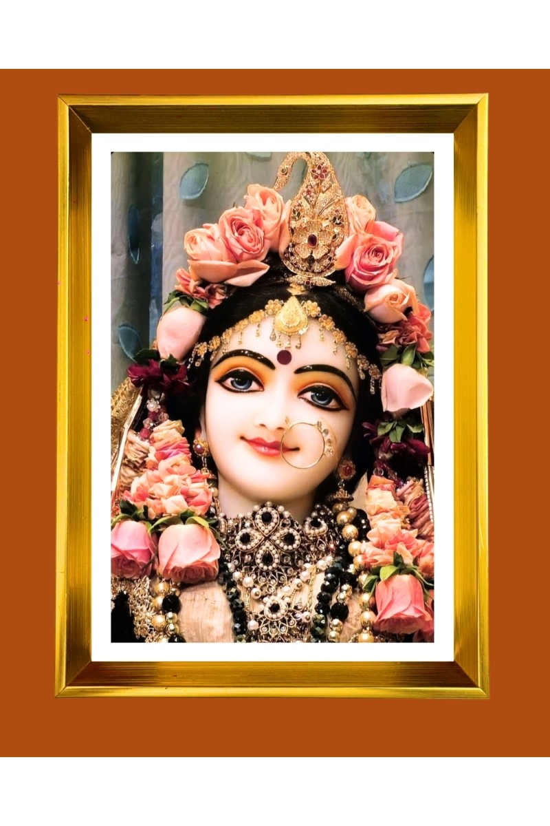 Divine Radha Rani Golden Photo Frame - 10x14 Inches | Elegant Wooden Frame for Home, Office & Temple Decoration | Spiritual Wall & Table Decor and Gift Item
