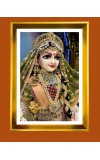 Divine Radha Rani Golden Photo Frame - 10x14 Inches | Elegant Wooden Frame for Home, Office & Temple Decoration | Spiritual Wall & Table Decor and Gift Item