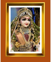 Divine Radha Rani Golden Photo Frame - 10x14 Inches | Elegant Wooden Frame for Home, Office & Temple Decoration | Spiritual Wall & Table Decor and Gift Item
