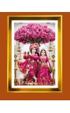 Divine Radha Krishna Golden Photo Frame - 10x14 Inches | Elegant Wooden Frame for Home, Office & Temple Decoration | Spiritual Wall & Table Decor and Gift Item