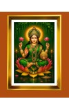 Maa Lakshmi Golden Photo Frame - 10x14 Inches | Elegant Wooden Frame for Home, Office & Temple Decoration | Spiritual Wall & Table Decor and Gift Item