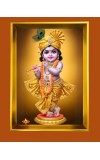 Little krishna Golden Photo Frame - 10x14 Inches | Elegant Wooden Frame for Home, Office & Temple Decoration | Spiritual Wall & Table Decor and Gift Item