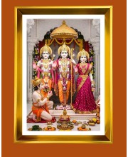Lord Ram,sita,Lakhsman and hanuman Golden Photo Frame - 10x14 Inches | Elegant Wooden Frame for Home, Office & Temple Decoration | Spiritual Wall & Table Decor and Gift Item