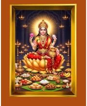 Maa Laxmi Golden Photo Frame - 10x14 Inches | Elegant Wooden Frame for Home, Office & Temple Decoration | Spiritual Wall & Table Decor and Gift Item