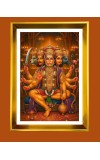 Panchmukhi Hanuman Golden Photo Frame - 10x14 Inches | Elegant Wooden Frame for Home, Office & Temple Decoration | Spiritual Wall & Table Decor and Gift Item